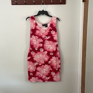 Hawaiian pink and white summer dress. Size L - Good for wide hips.